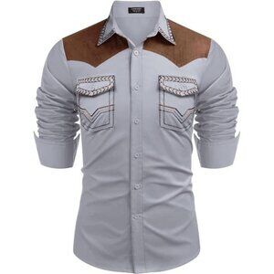 Men's Western Cowboy Shirt Grey